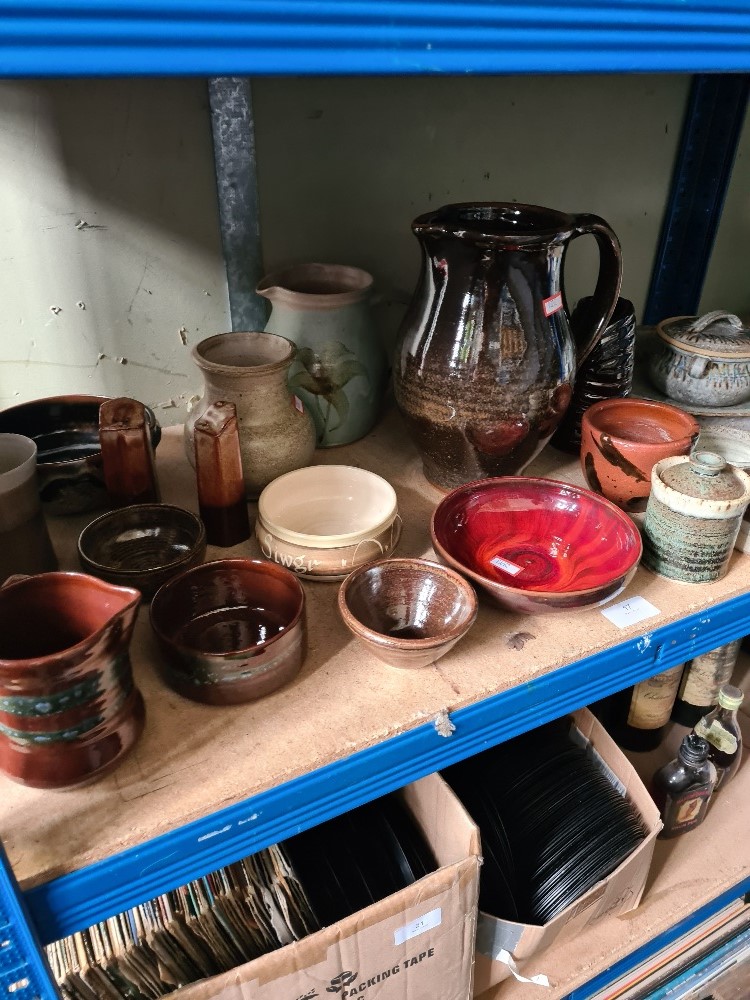 A shelf of Studio Art pottery including two pieces of Dun Chaoin pottery - Image 2 of 4