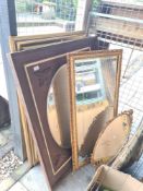 A selection of various mirrors of various sizes and shapes and designs, bevelled glass, etc