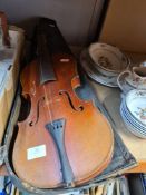 An old Violin in case with Stradivarius label - the back 14"