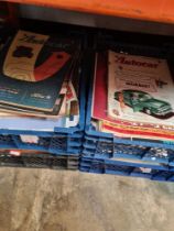 Four small trays of motoring related catalogues and similar to include Autocar 1950s examples