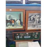 A pair of 20th Century oils of hunts men and horses, signed, 62 x 46.5cm