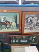 A pair of 20th Century oils of hunts men and horses, signed, 62 x 46.5cm