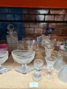 Mixed glassware, 19th Century and later to include a pair of cut glass oval bon bon dishes