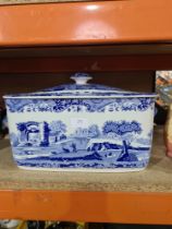 A modern Copeland Spode blue and white bread bin, 41cm