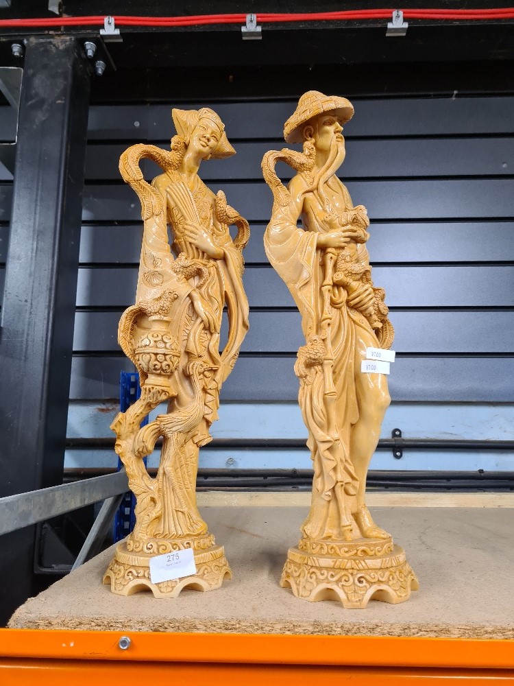 Two oriental figures in resin, colourised to mimic Ivory - Image 2 of 2