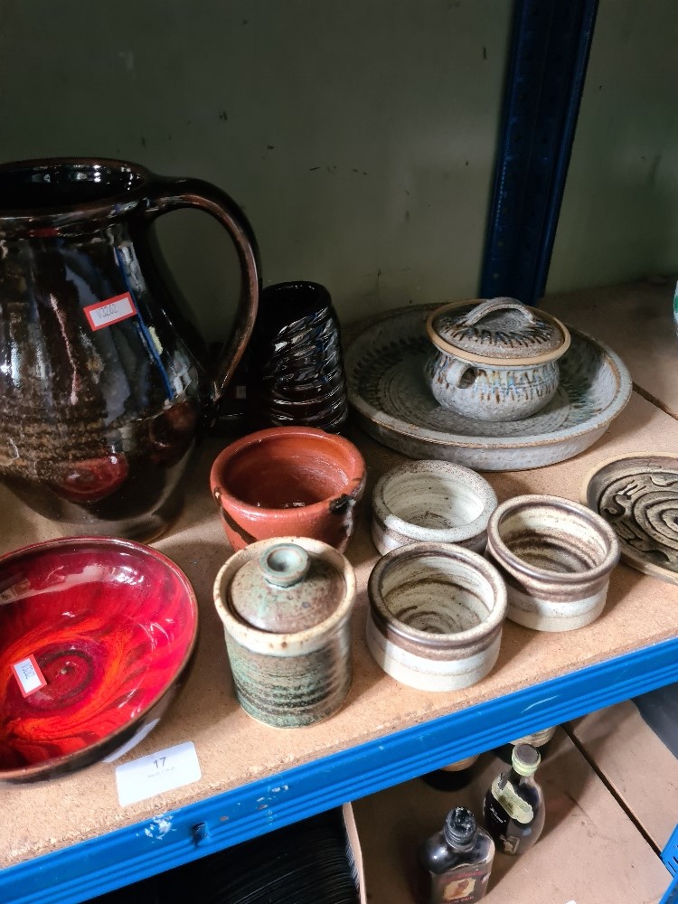 A shelf of Studio Art pottery including two pieces of Dun Chaoin pottery - Image 3 of 4