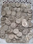 A tub of GP Part Silver Florin coins, 1920 - 1946 approx 2.5Kg