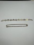 9ct gold belcher bracelet, marked 375 together with another 9ct gold bracelet the links in the form