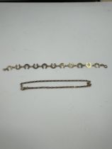 9ct gold belcher bracelet, marked 375 together with another 9ct gold bracelet the links in the form
