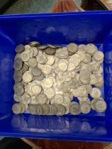 A tub of GP Part Silver Florin coins, 1920 - 1946 approx 2.5Kg