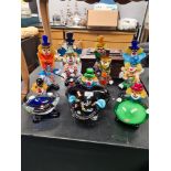 A quantity of Murano style glass clowns and similar bowls (10)
