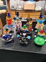 A quantity of Murano style glass clowns and similar bowls (10)
