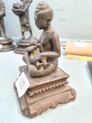 An old Petu Burmese bronze sculpture of seated lady feeding baby, 14cm