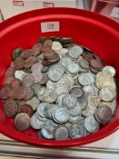A large quantity of GB part silver one shilling coins many hundreds dated 1920 onwards (all appear p