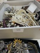 tray of vintage and modern costume jewellery etc