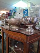Silver Plated Punch bowls, decorated with grape and vine to rim and lion head handles