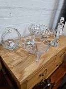 A French clear glass Dawn table lamp, plus clear glass stylised and glass from 1950s/60s