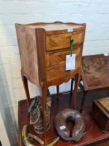 A French King wood end table, with 3 drawers, circa 1920