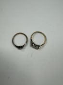 Antique 18ct and platinum diamond trilogy ring, size Pm and another 18ct and platinum illusion set s