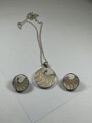 Thomas Sabo; A contemporary necklace and earring set, silver belcher chain hung with circular shell