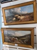 John Duvall; A pair of antique oil paintings of sheep on a heathland and another depicting Ghillie h