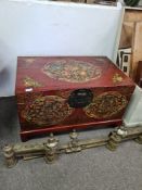 An oriental painted with dragon decoration chest