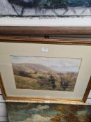 Ruth Dollman, an early 20th century watercolour of trees in hilly landscape, signed and dated 1906