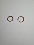 2 Twist effect 9ct yellow gold wedding bands, tests as 9ct, size L, one AF, 4.16g