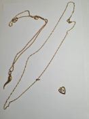 9ct yellow gold ropetwist necklace hung with an unmarked yellow gold pendant, together with a fine 9