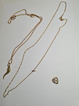 9ct yellow gold ropetwist necklace hung with an unmarked yellow gold pendant, together with a fine 9