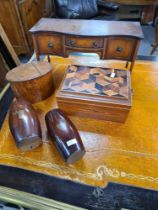 An apprentice piece sideboard with movable top to provide storage inside, may have been a tea caddy,
