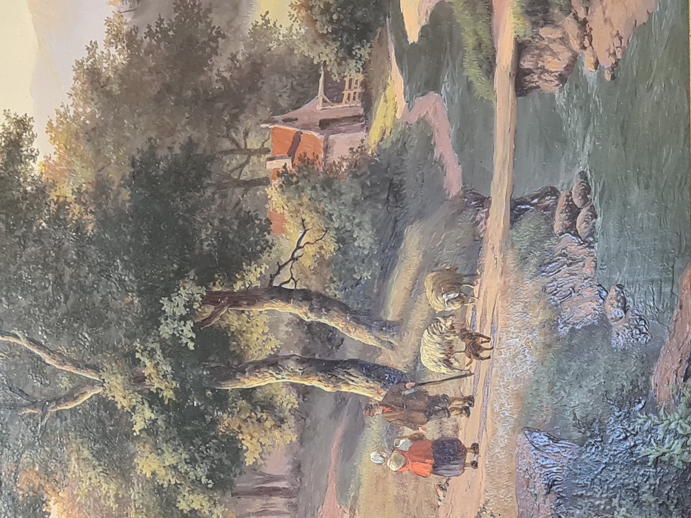 A late 20th Century oil on board of figures beside stream signed Wouter Janssen 48.5 x 39cm - Image 3 of 3