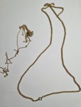 3 broken 9ct gold neckchains, all marked 3.6g