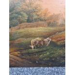 Follower of John Rathbone, A rustic landscape with cattle by a track, a church tower beyond, oil on