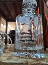 Mixed glassware including an engraved golf decanter