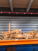 A selection of mostly matchstick models including steam engines, boats, lorries