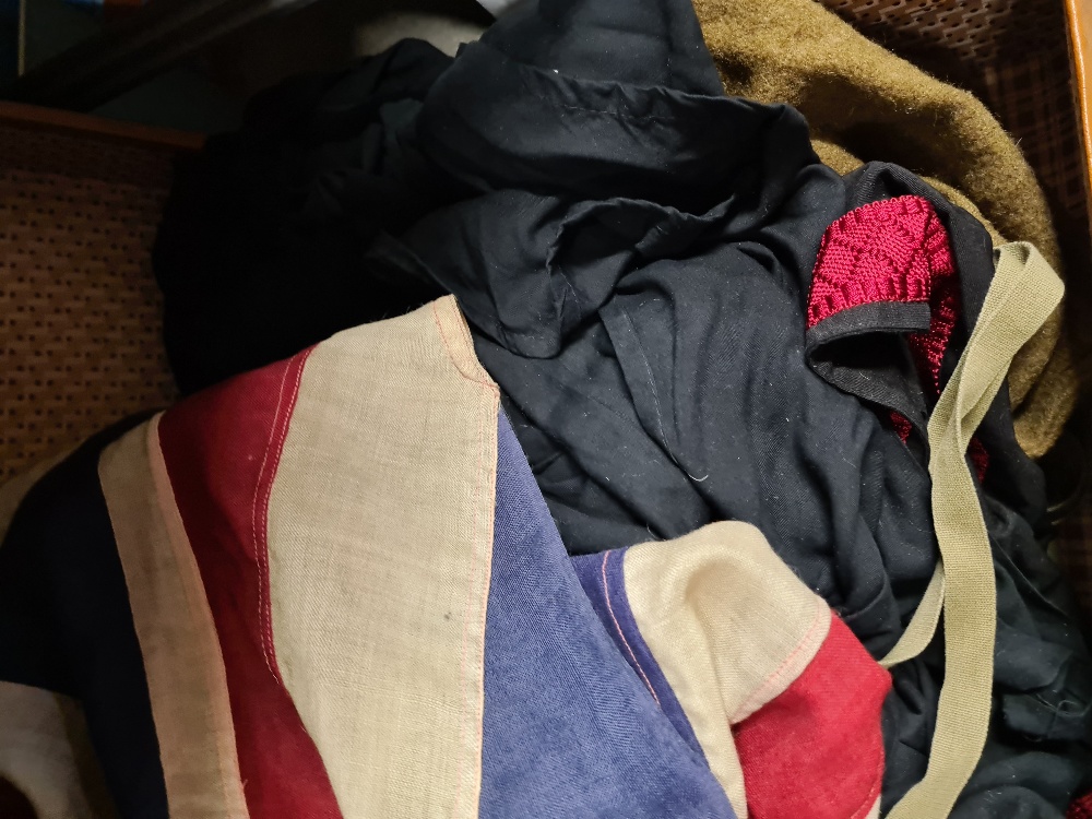 A suitcase full of vintage clothing and an old Union Jack flag, etc - Image 2 of 3