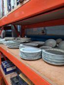 A quantity of Wedgwood Etruria embossed grey dinnerware, mainly 8 piece service with extras