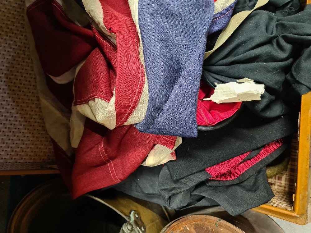 A suitcase full of vintage clothing and an old Union Jack flag, etc - Image 3 of 3