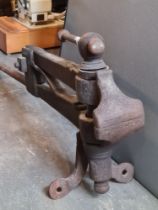 An old large cast iron vice, 103cms approx