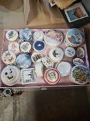 A selection of pill boxes, of various manufacturers and designs, etc