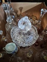 Glass bells, china bird figures and sundry