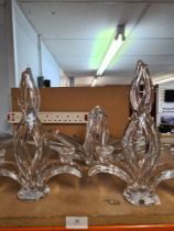 A pair of Vannes A pair of Vannes French glass glass candlesticks and a Vannes glass bowl (chipped)