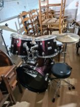 A Tempo drum kit, with stool, symbols, etc