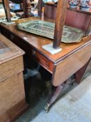 Antique mahogany sofa table having two drawers and a similar period Pembroke table on square legs