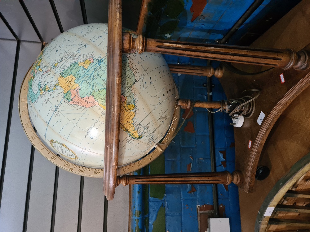 A reproduction illuminated globe on wooden stand, height 78cms - Image 2 of 3