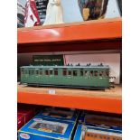 Garden scale railway, British Model supply, 2 boxed coaches R19 - 21 L & B