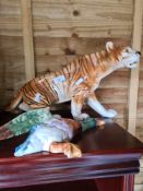A ceramic tiger by Royal Dux, plus a ceramic wall duck