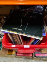 A box of vinyl LPs including Johnny Cash, The Shadows, etc