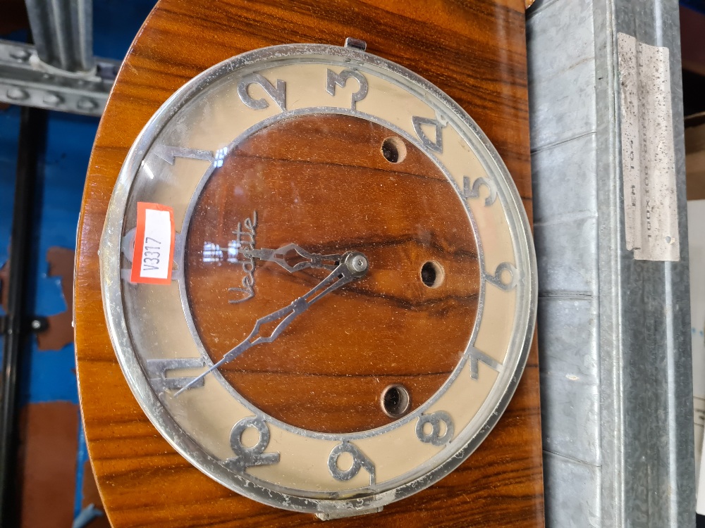 Two clocks, one being a wall the other manufactured by 'Vedette' a mantle clock - Image 2 of 3
